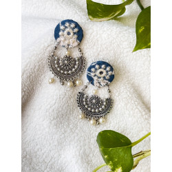 Indigo Bloom Handcrafted Fabric Earrings